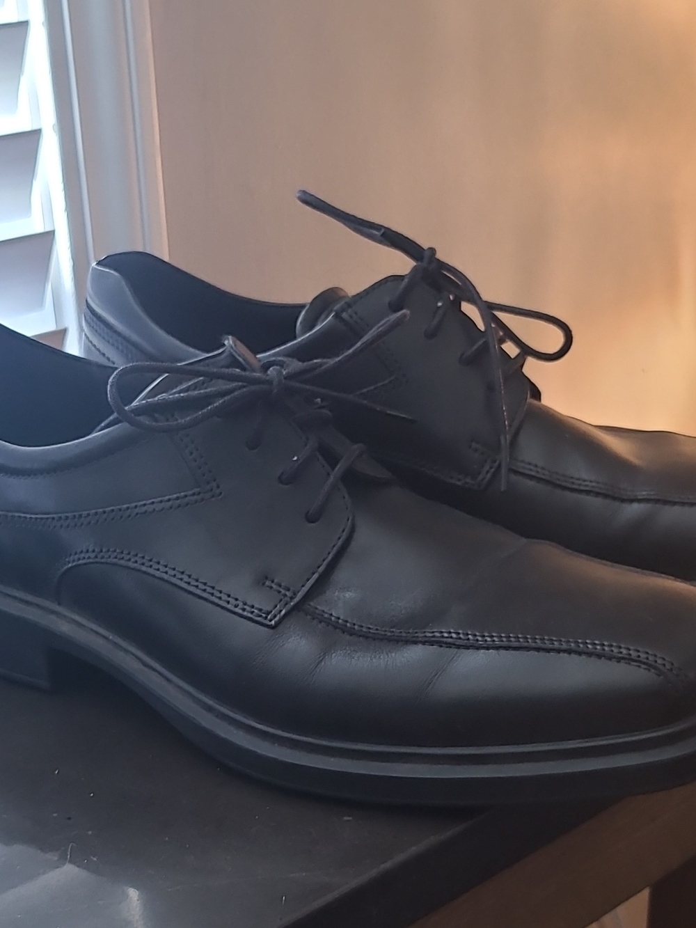 ECCO Helsinki 2 Men's Leather Derby Dress Shoes Black Lace-Up 9.5 EU 43